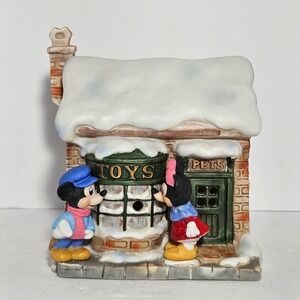 Disney Schmid Mickey's Christmas Carol Lighted Toy Pet Shop House Figurine Box